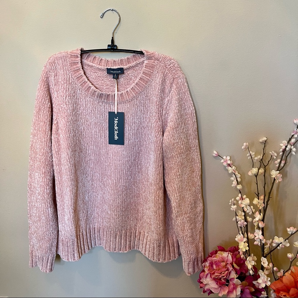 ModCloth Chenille Blush Pink Sweater Size XLarge